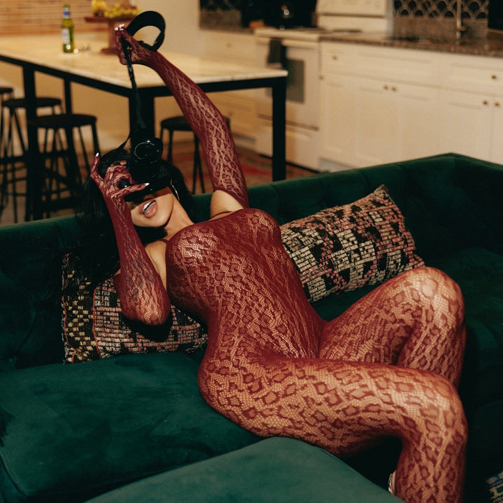 Sexy Long-Sleeve Hollow Out Leopard Pattern Bodystocking