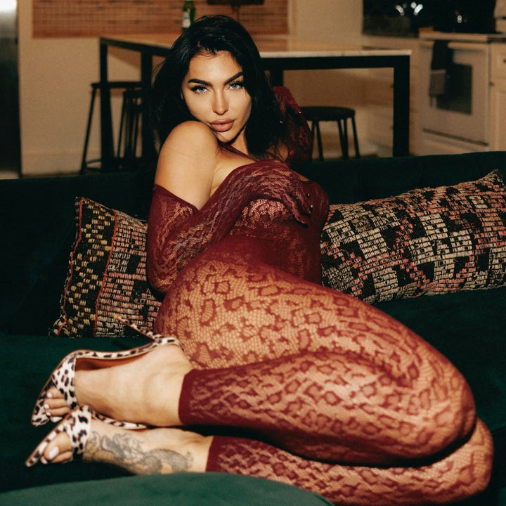 Sexy Long-Sleeve Hollow Out Leopard Pattern Bodystocking