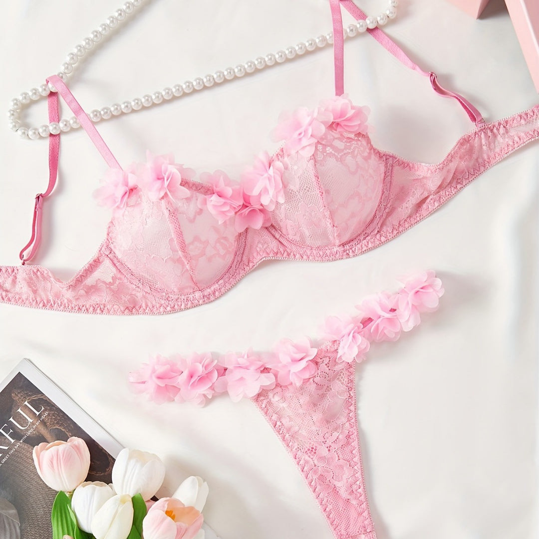3D Flower Sheer Lace Intimate Lingerie