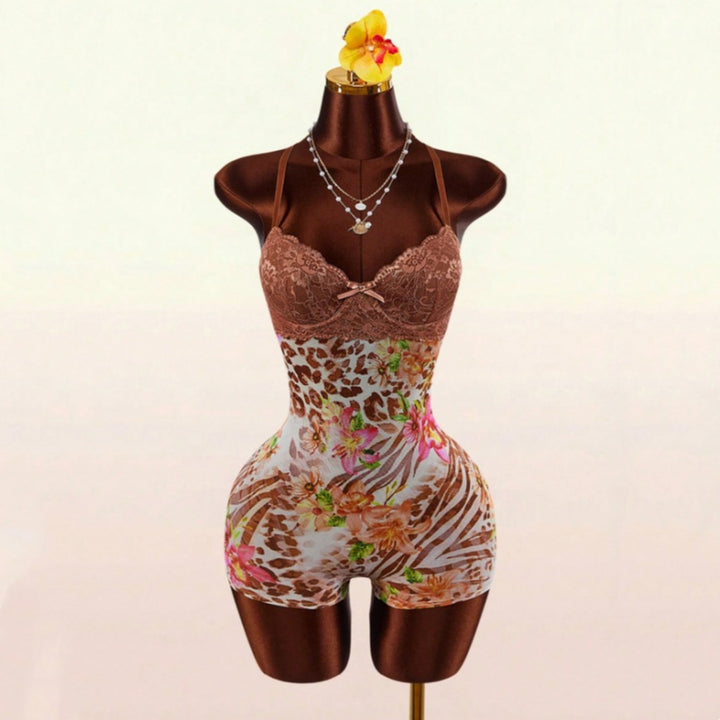 Floral Lace Trim Bodycon Mini Slip Dress