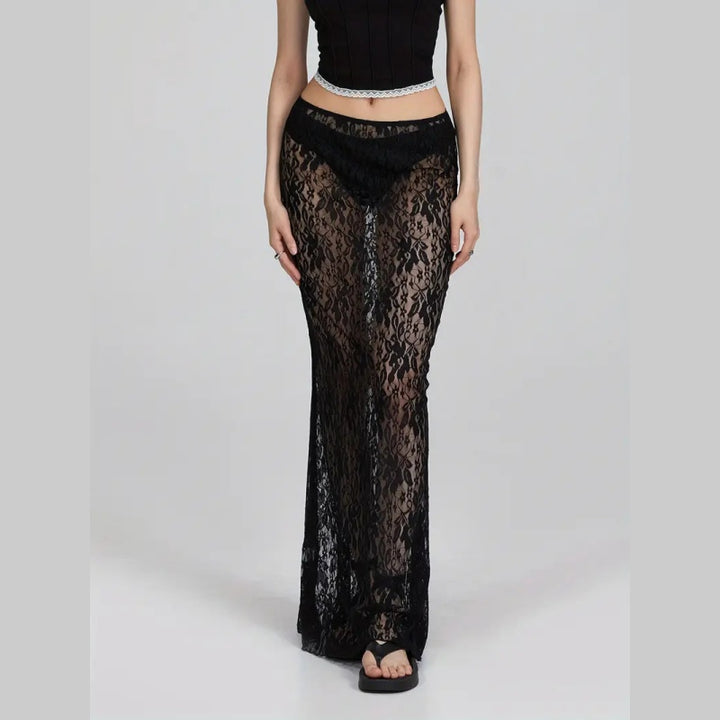Sheer Floral Lace Mermaid Skirt