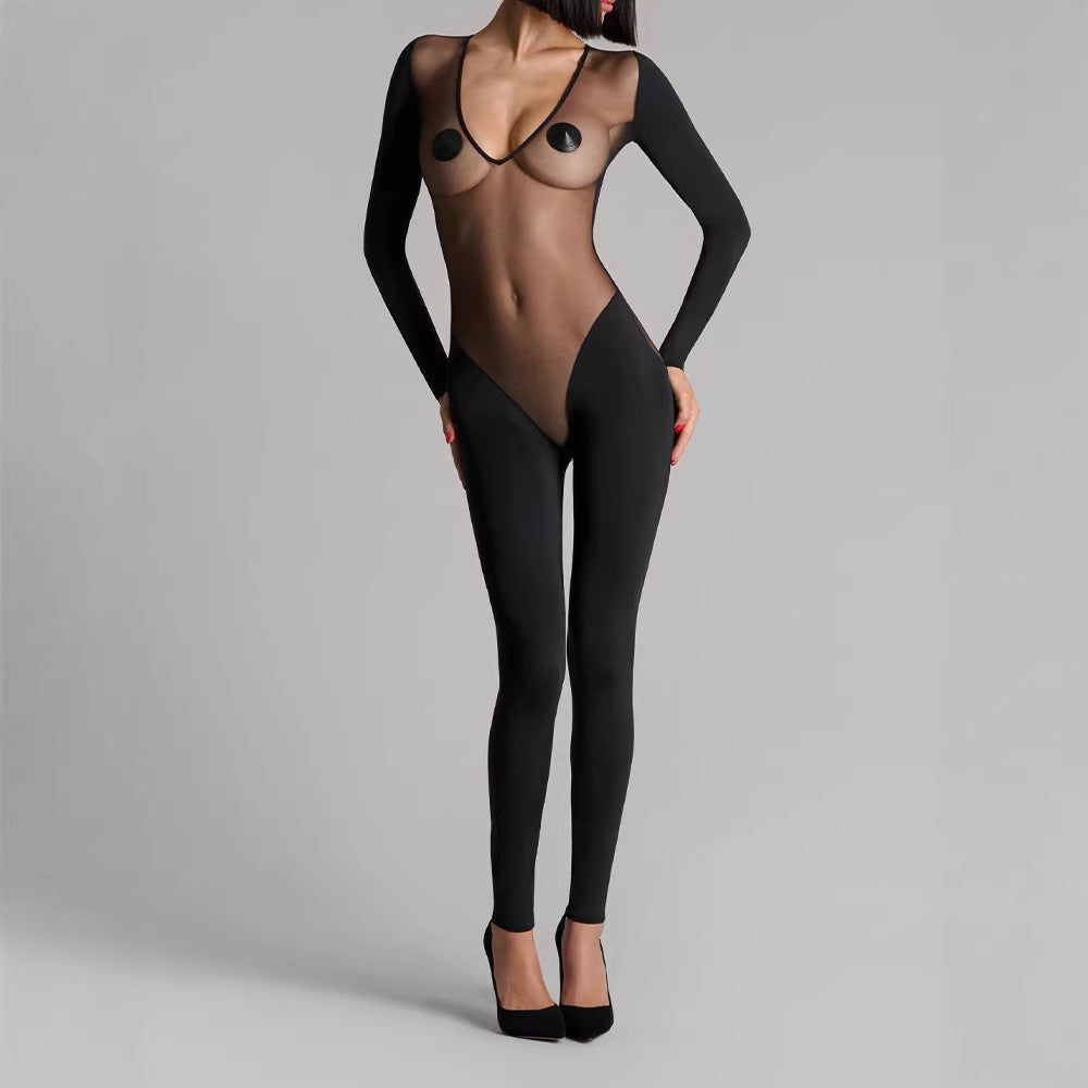 Daring Sheer Backless Bodysuit