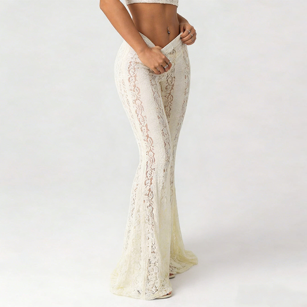 High Waist See-Through Bell Bottoms