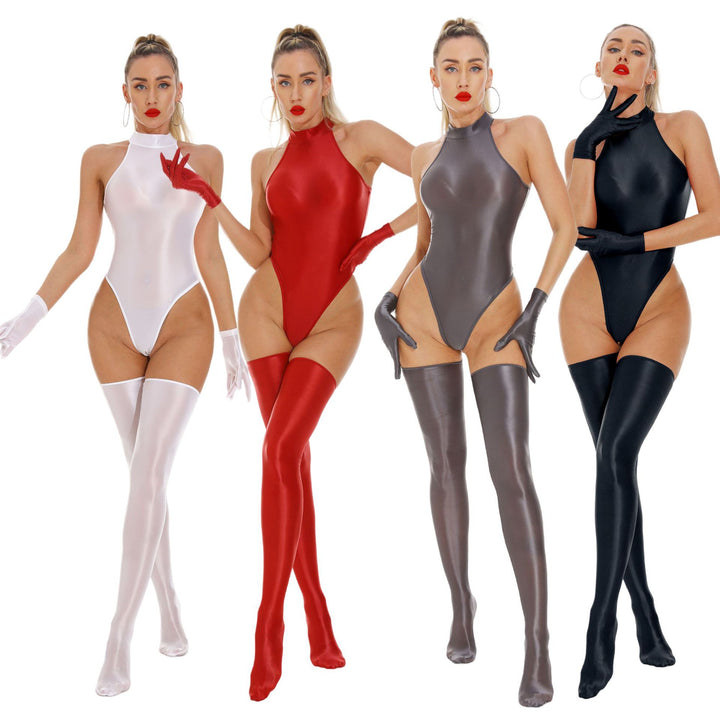 Glossy Halter Bodysuit Set