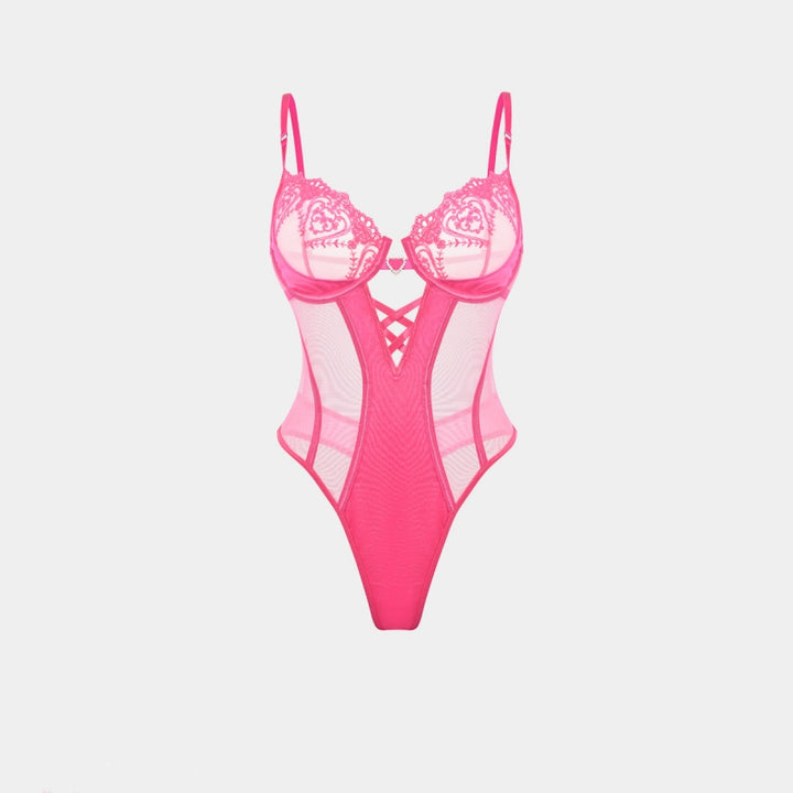 Pink Sheer Mesh Bodysuit