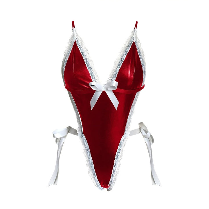 Lace-Trimmed Leather Maid Suit