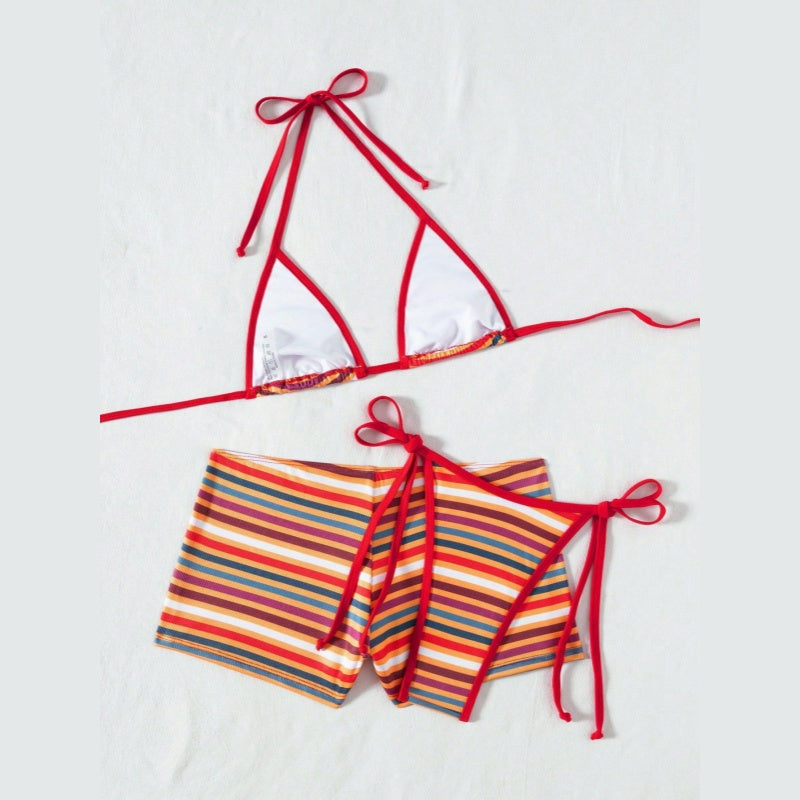 Retro Stripe Halter Bikini