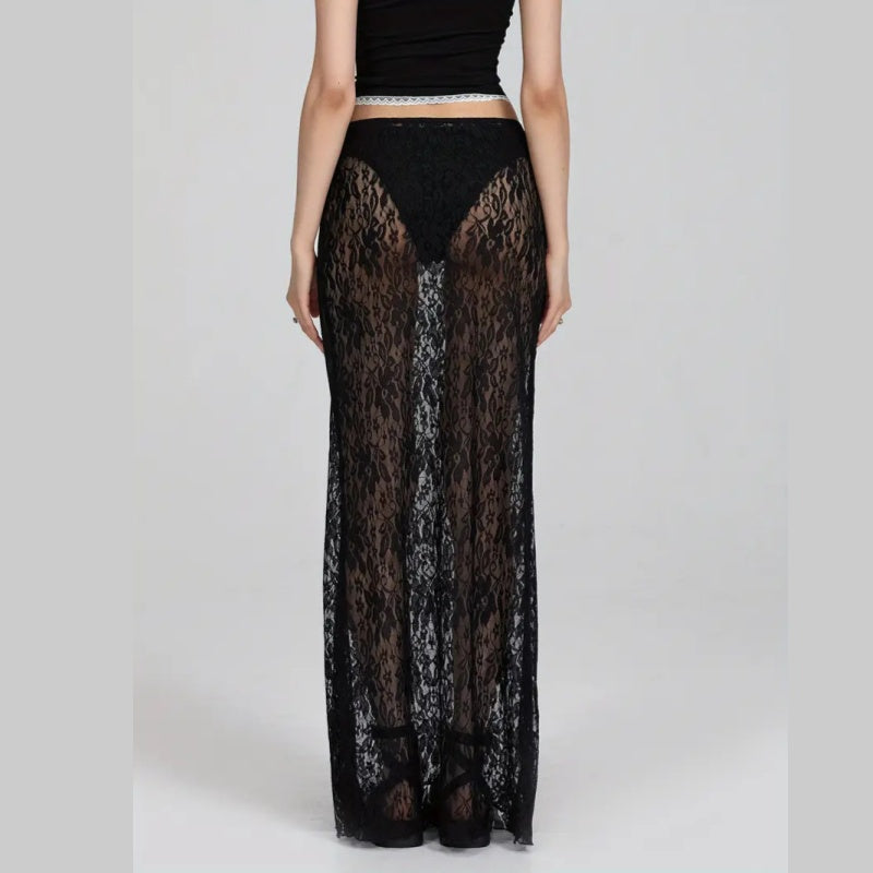 Sheer Floral Lace Mermaid Skirt
