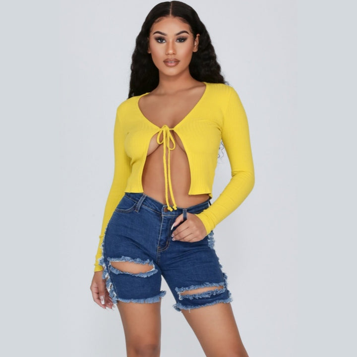 Multi Ripped Frayed Denim Shorts