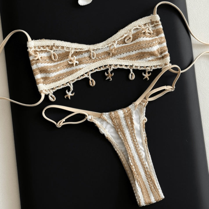 Boho Striped Crochet Bikini Set