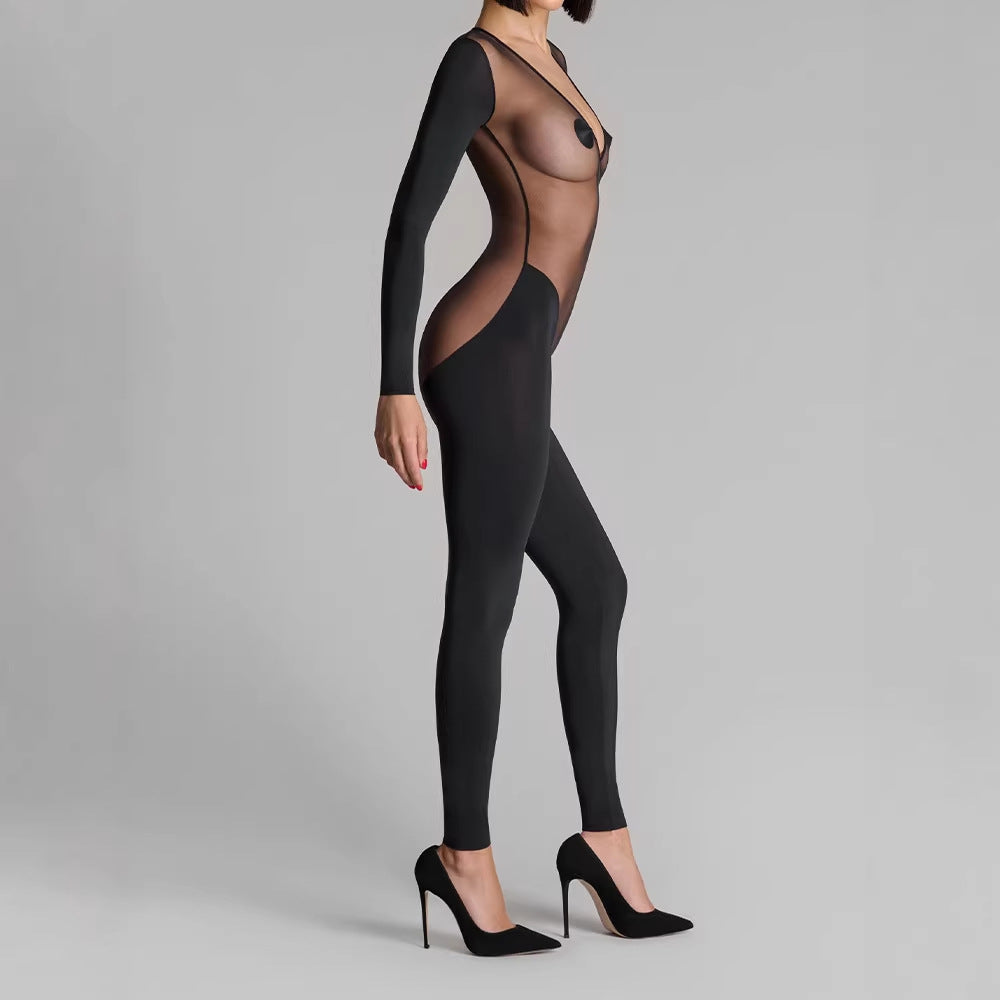 Daring Sheer Backless Bodysuit