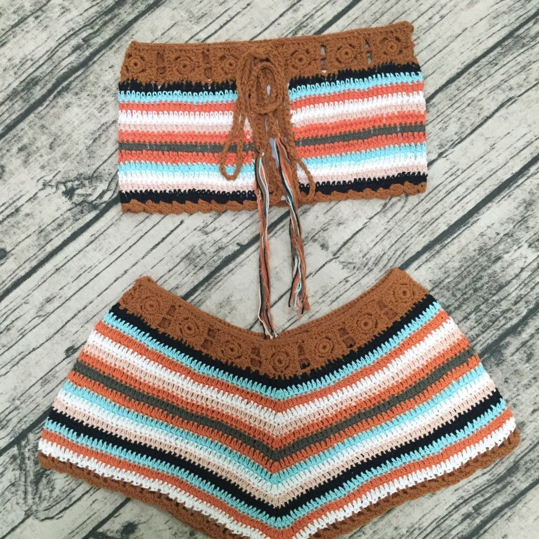 Rainbow Crochet Beach Outfit