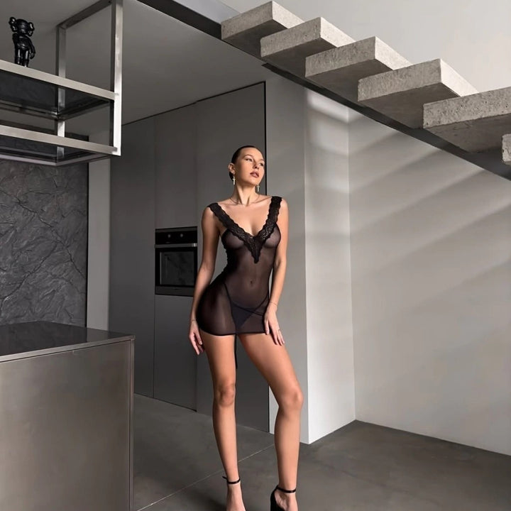 Midnight Mesh Whisper Dress