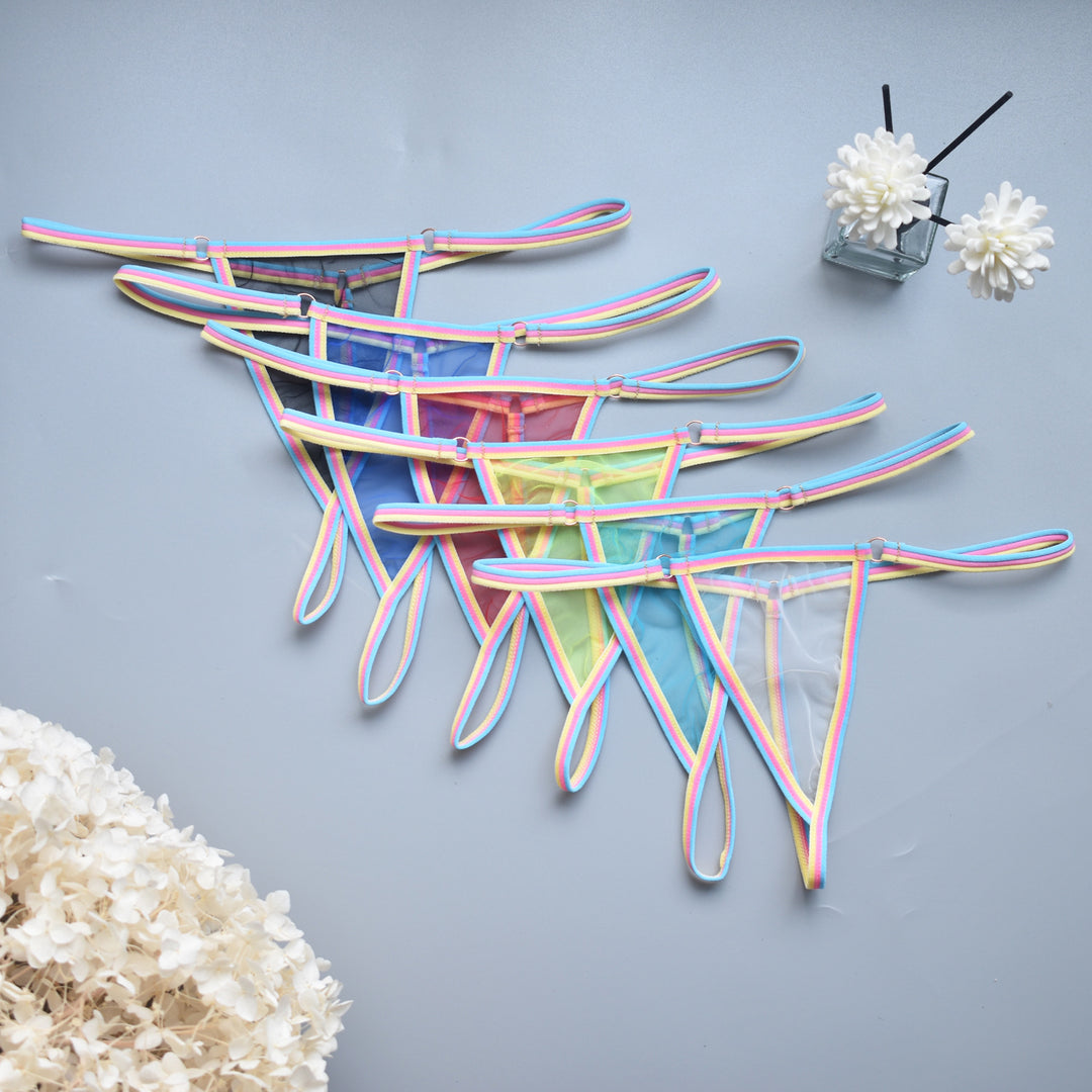 Vibrant Trim Sheer Mesh Minimal Thong