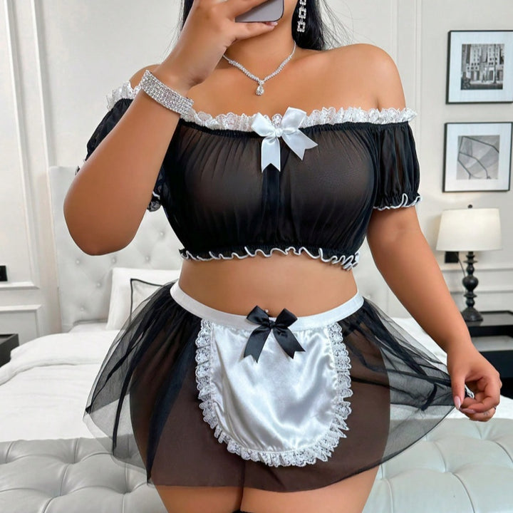 Sexy Off-Shoulder Lace Maid Cosplay Lingerie