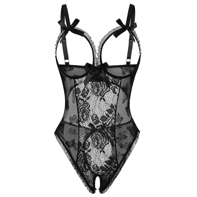 Seductive Floral Lace Teddy Bodysuit