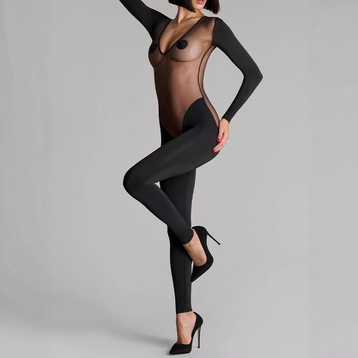 Daring Sheer Backless Bodysuit