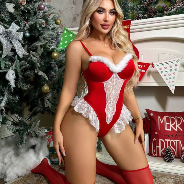 Innocent Temptation White Lace Roleplay Bodysuit Set