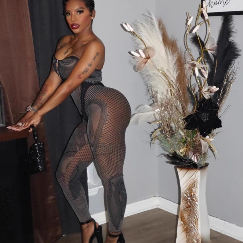 Sculpted Cut-Out Mesh Fashion Pants