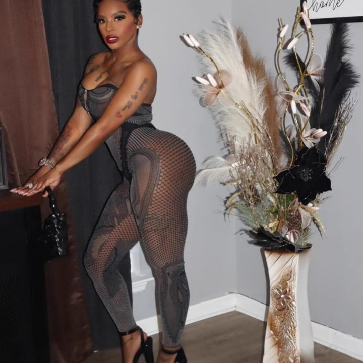 Sculpted Cut-Out Mesh Fashion Pants