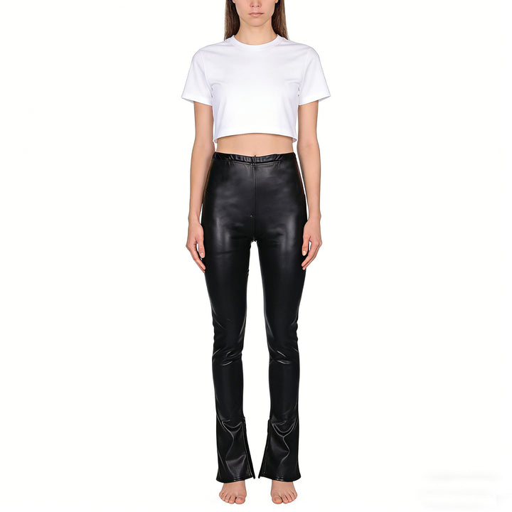Leather Cutout Flare Pants