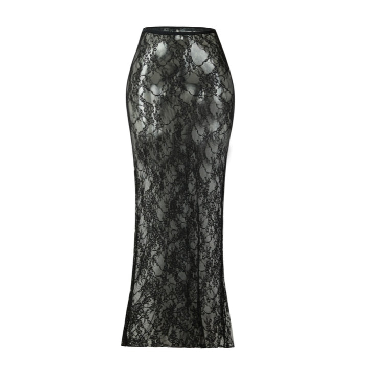 Sheer Floral Lace Mermaid Skirt