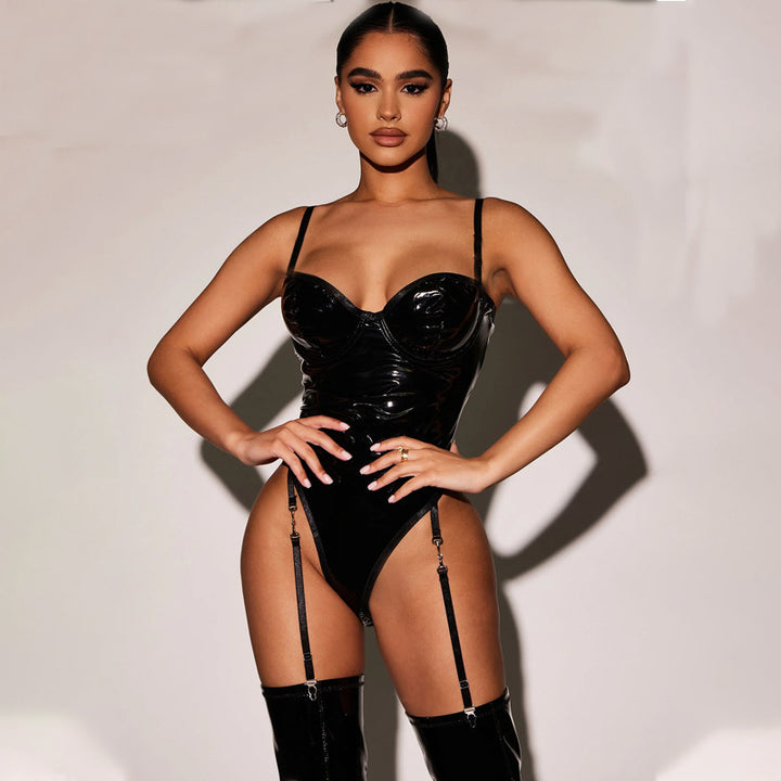 Lustrous Noir Vinyl Bodysuit