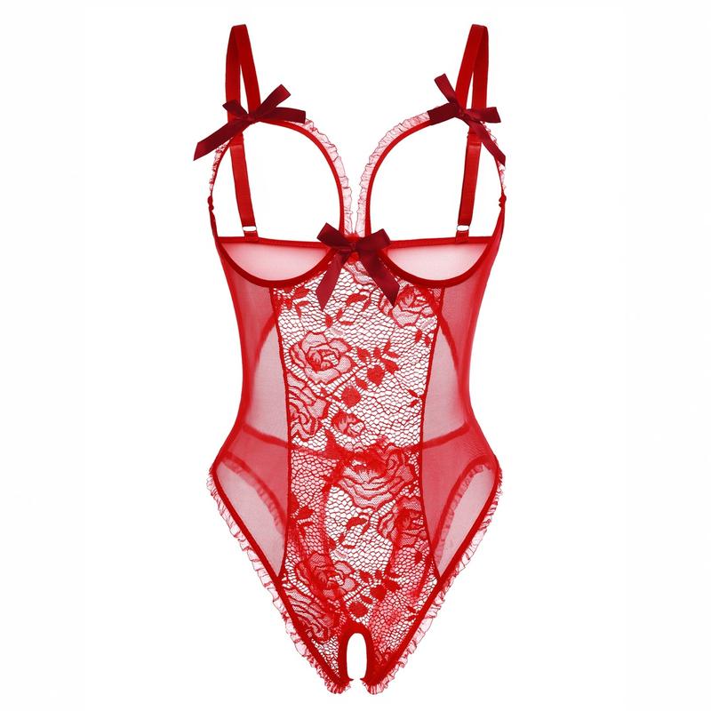 Seductive Floral Lace Teddy Bodysuit