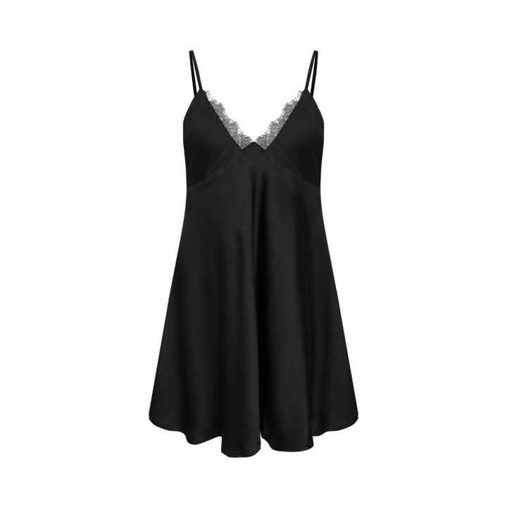 Gloss Satin Lace V-neck Slip Dress