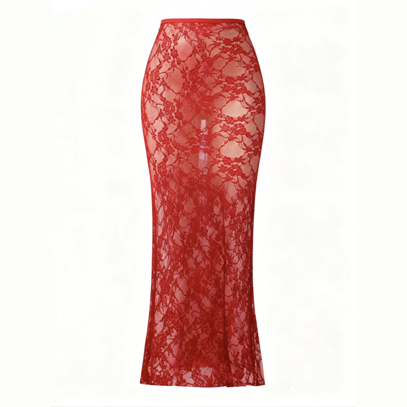 Sheer Floral Lace Mermaid Skirt