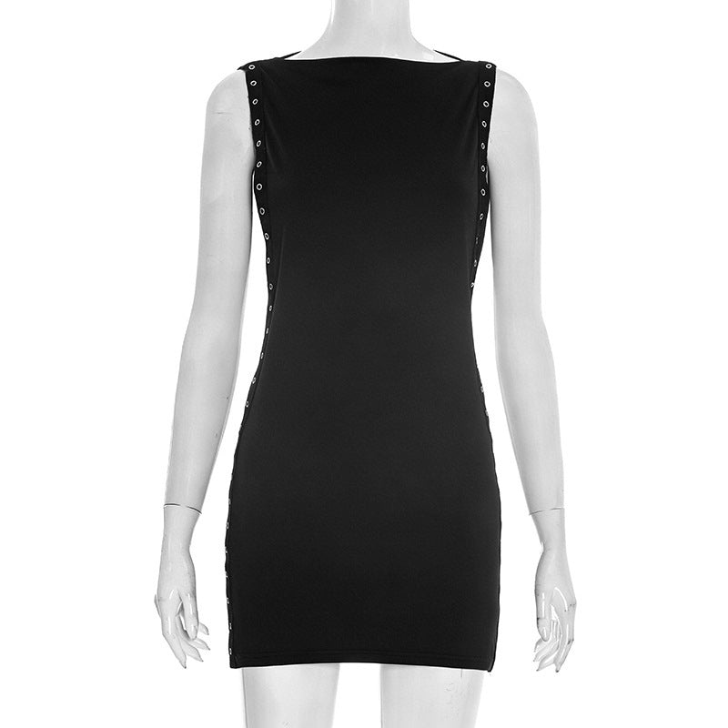Sleeveless Rivet Side Cutout Dress
