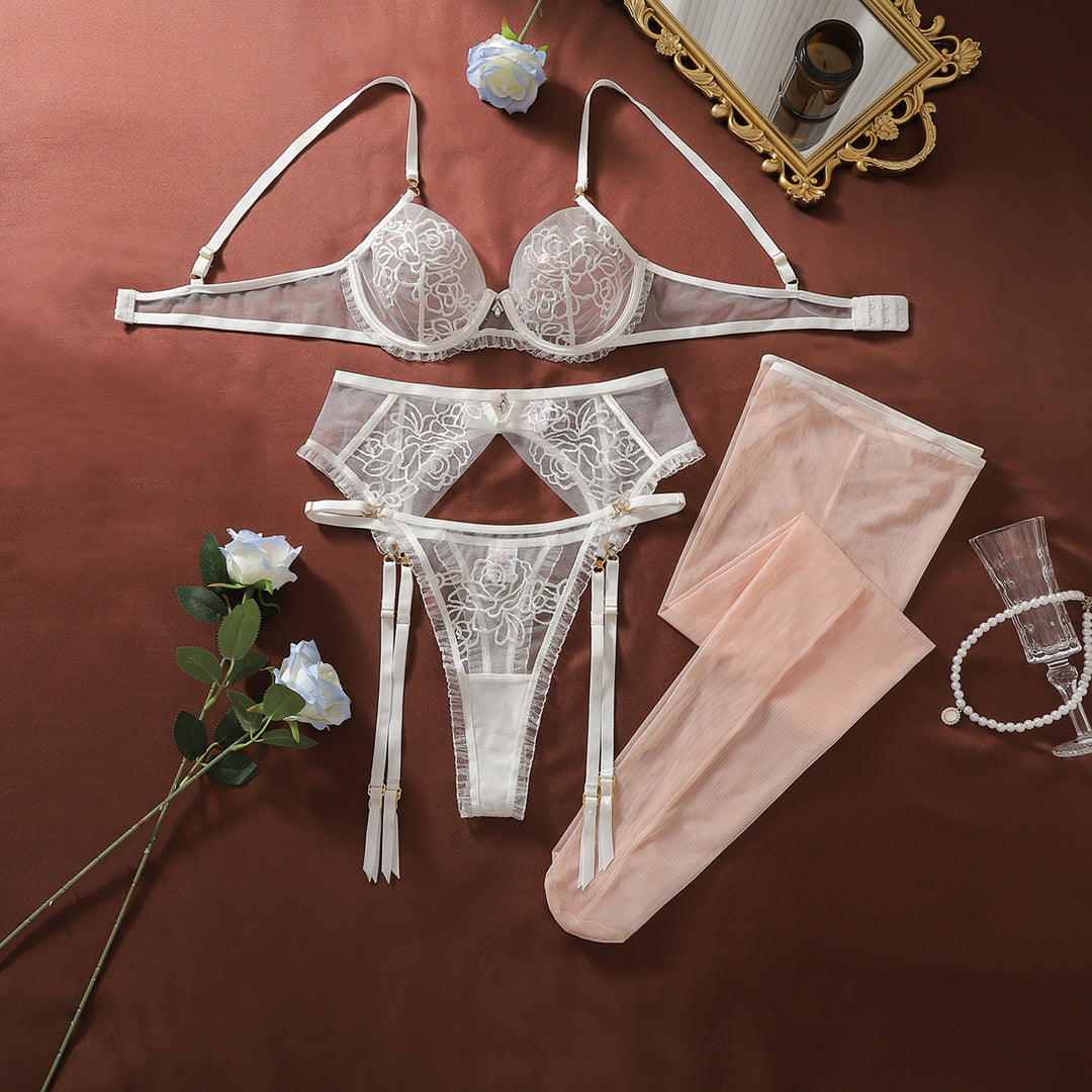 Rose Embroidery Mesh Lingerie