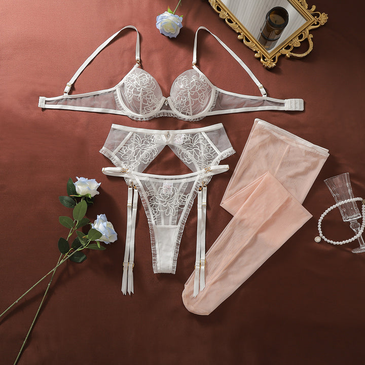 Rose Embroidery Mesh Lingerie