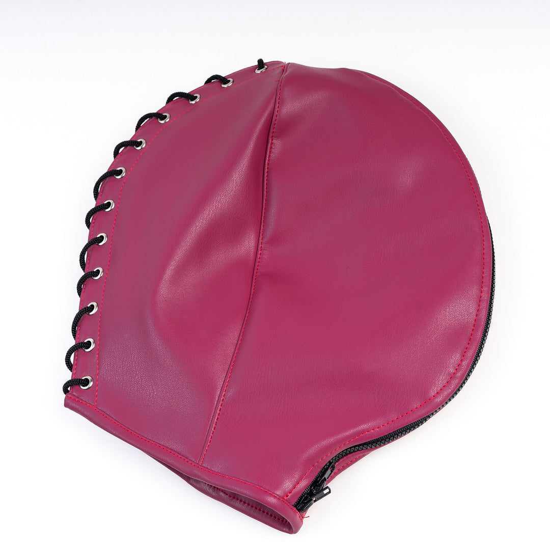 Lace-Up Zippered Leather Hood Mask
