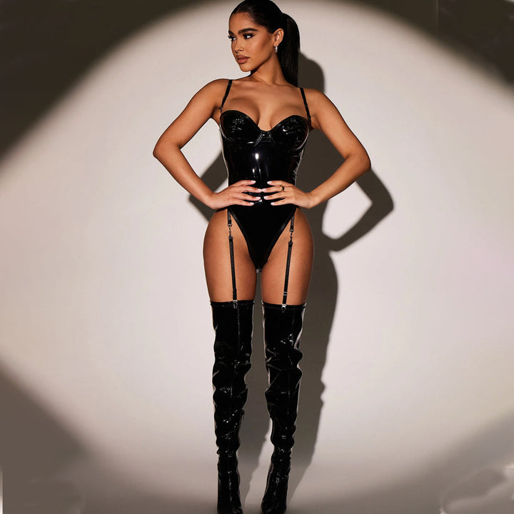 Lustrous Noir Vinyl Bodysuit