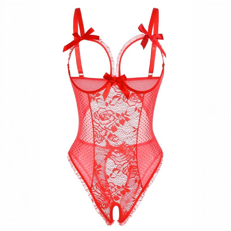 Seductive Floral Lace Teddy Bodysuit