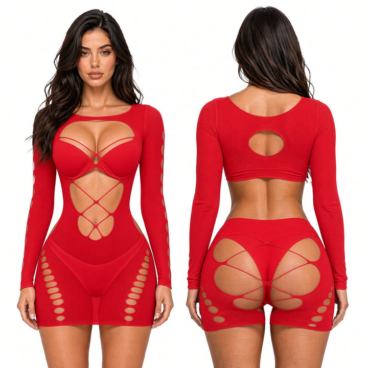 Long Sleeve Cut-Out Bodycon Mini Dress
