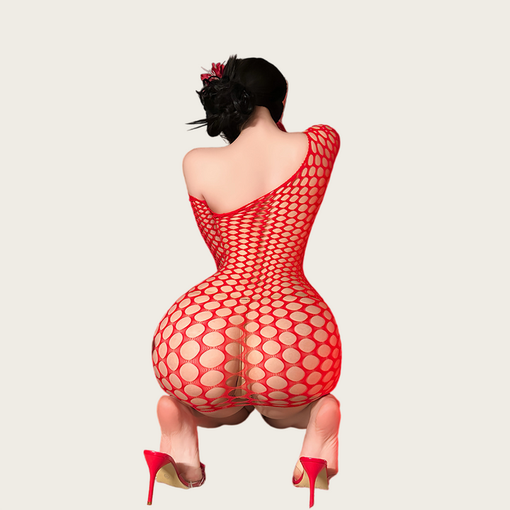 Midnight Mesh One-Shoulder Seduction Dress