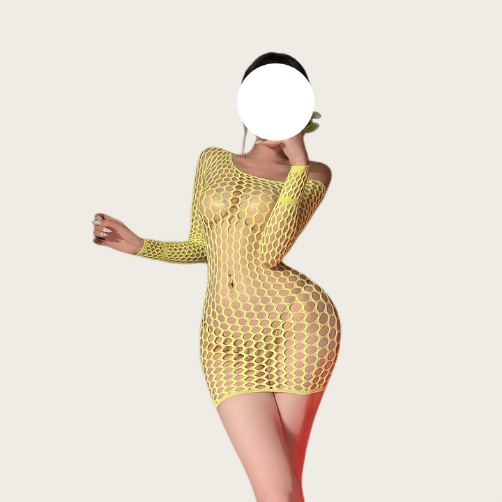 Midnight Mesh One-Shoulder Seduction Dress