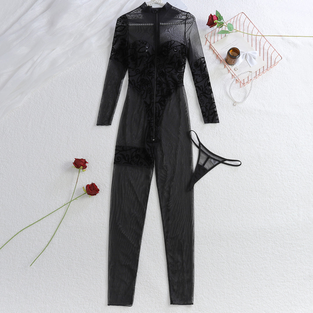 Embroidered Shadow Zip Bodysuit