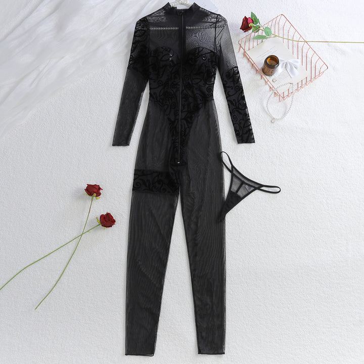 Embroidered Shadow Zip Bodysuit