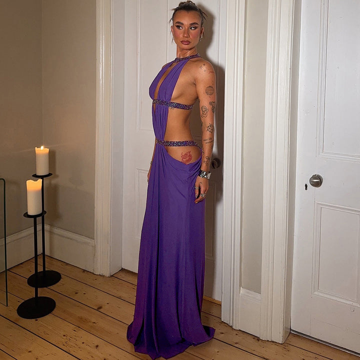 Rhinestone Straps Sleeveless Formal Party Gown