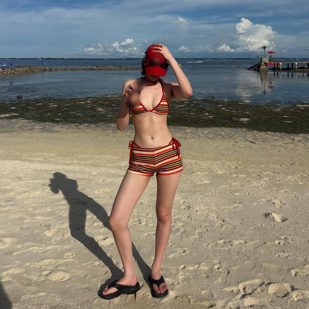 Retro Stripe Halter Bikini