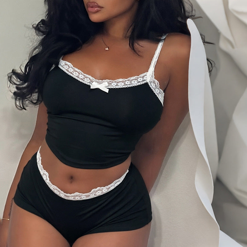 Lace Trim Cami & Shorts Lingerie Set