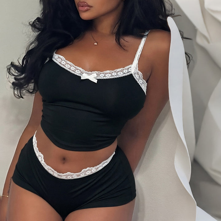 Lace Trim Cami & Shorts Lingerie Set