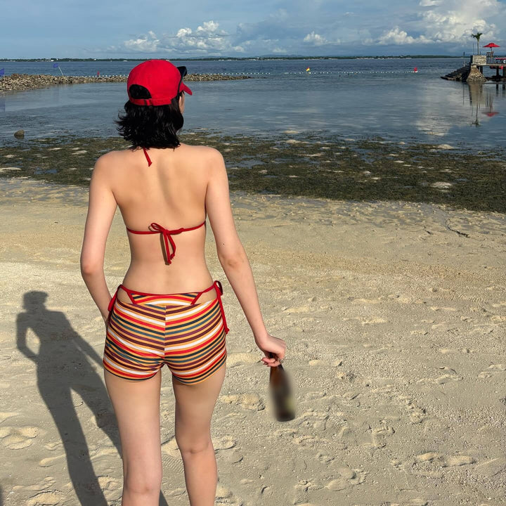 Retro Stripe Halter Bikini