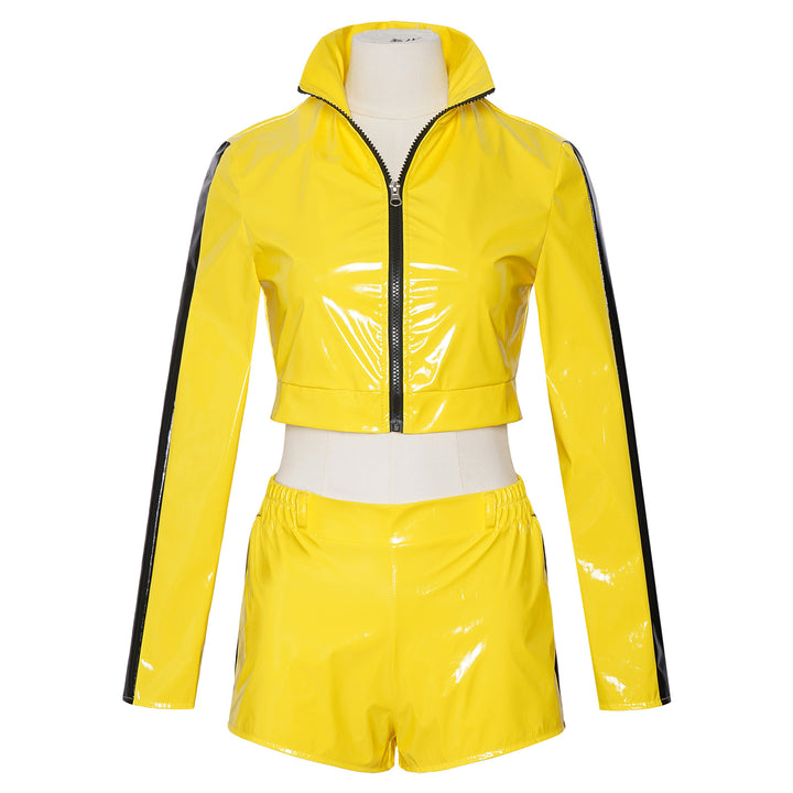 Ladies Glossy Latex Look Tracksuit