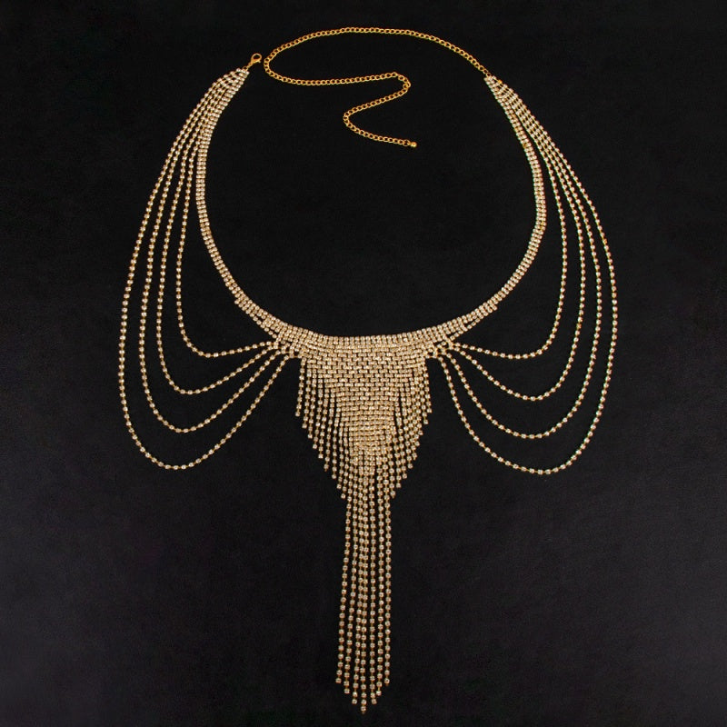 Celestial Chain Draped Halter Lingerie Set