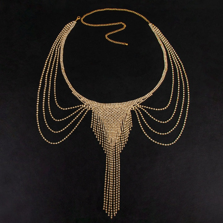 Celestial Chain Draped Halter Lingerie Set