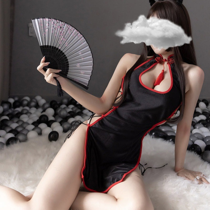 Qipao Lace‑Up Halter Cosplay Mini Dress